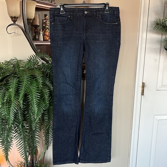 Calvin Klein Jeans Dark Wash Boot Cut Western Denim Buttoned Back Pockets - Picture 1 of 15